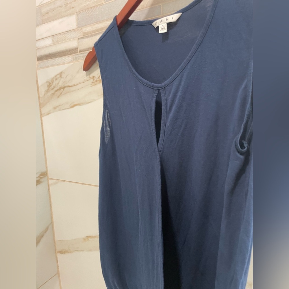 CABI Shirt Sleeveless Crossover Tee Womens S French Navy Blue $64 Jersey - Picture 7 of 9